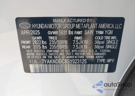 2025 Hyundai Ioniq 5 Sel from USA, damaged, VIN 7YAKNDDC8SY023125